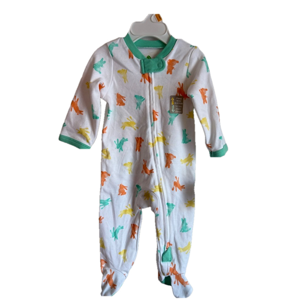 Happy Easter White Bunnies Sleep N Play Two Way Sleep Suit 3-6 MO SKU0806